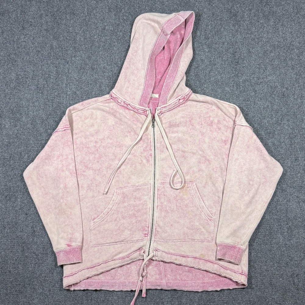 Free People Acid Pink Layla Zip Up Hoodie Womens XS Oversized 0561